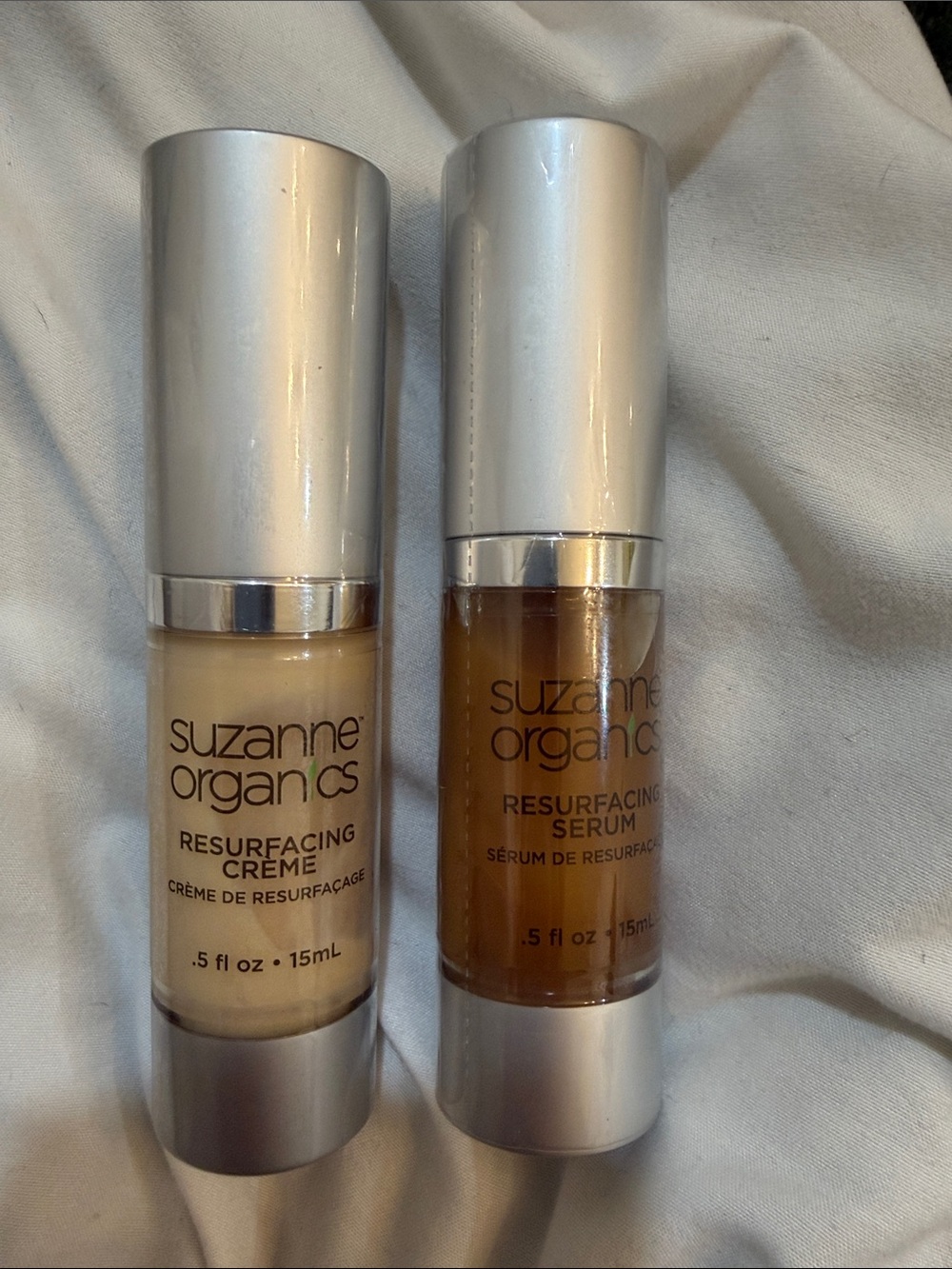NWT Suzanne Somers Resurfacing Crème & Serum Duo - White, Cream, Brown